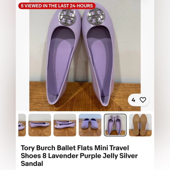 New Tory Burch Light Purple Bag and Flats Set Size 8 - Picture 12 of 16